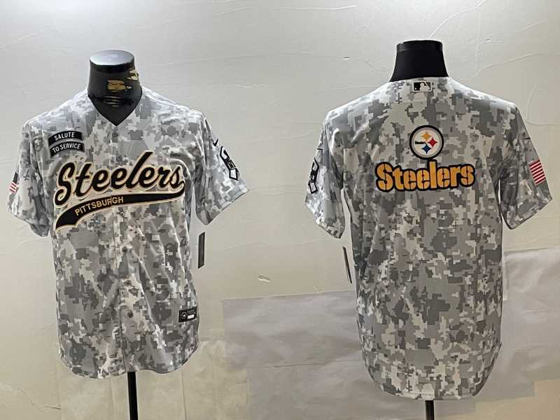 Men%27s Pittsburgh Steelers Team Logo 2024 Arctic Camo Salute to Service Stitched Baseball Jerseys->san francisco 49ers->NFL Jersey